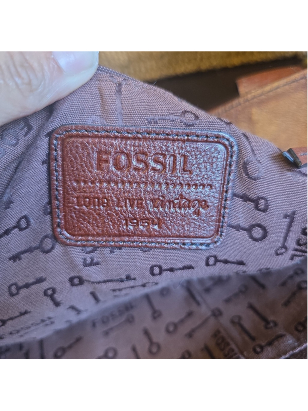 Fossil Leather Vintage And Tweed Satchel Shoulder Tote Bag - Picture 9 of 9
